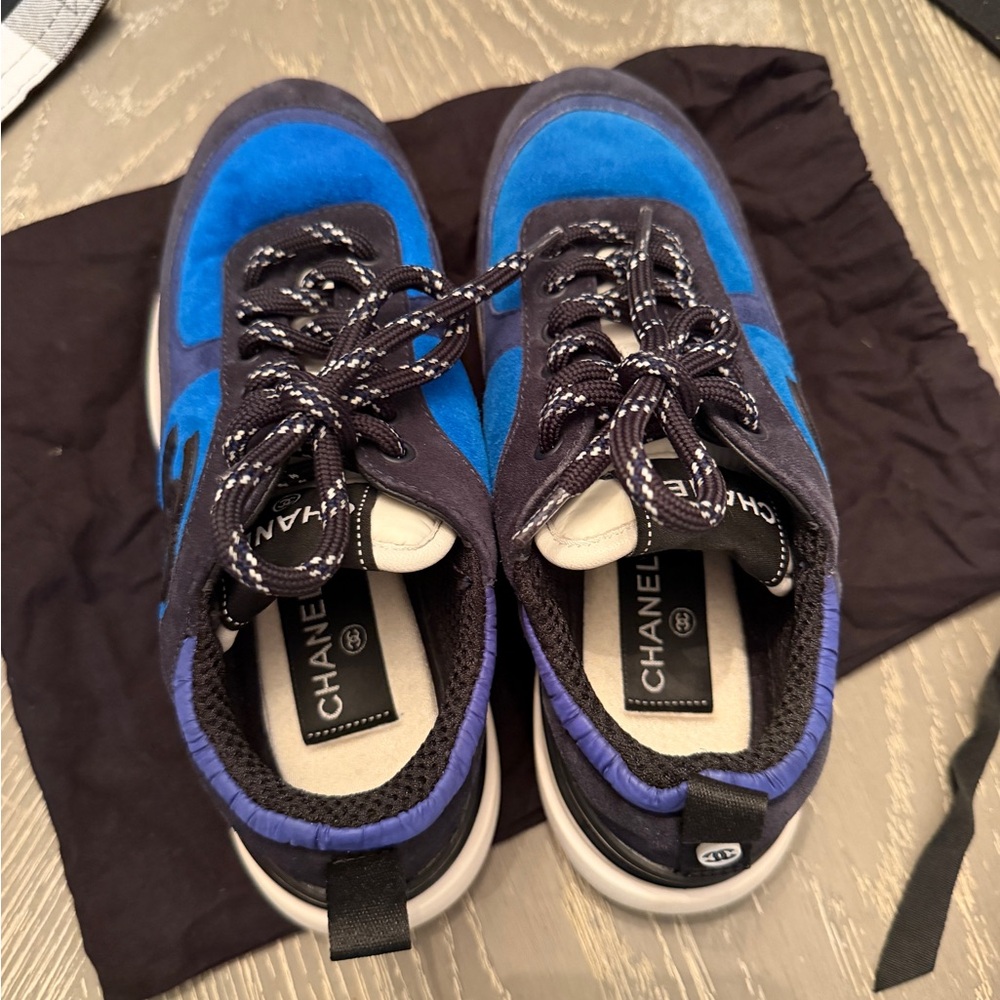 CHANEL Black and Blue Athletic Sneakers - Picture 8 of 13